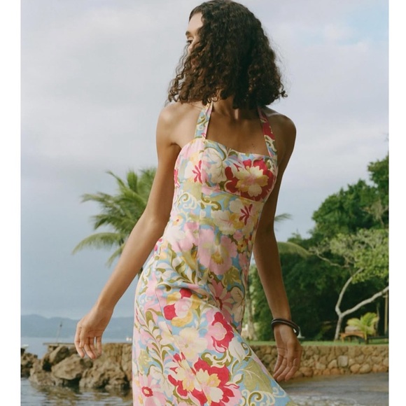 Zara NWT floral print halter neck dress 6962/031 - Picture 7 of 8